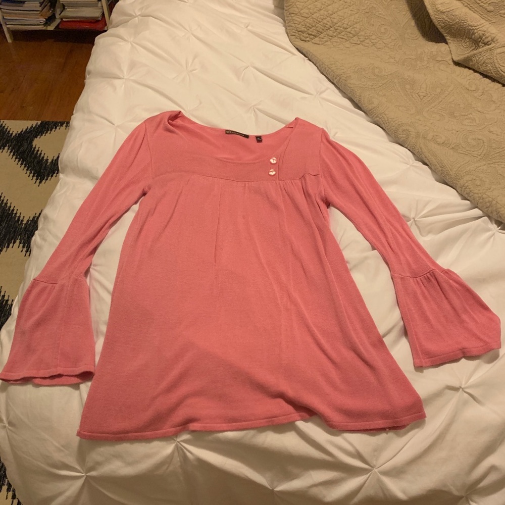 Pink trendy bell sleeved sweater